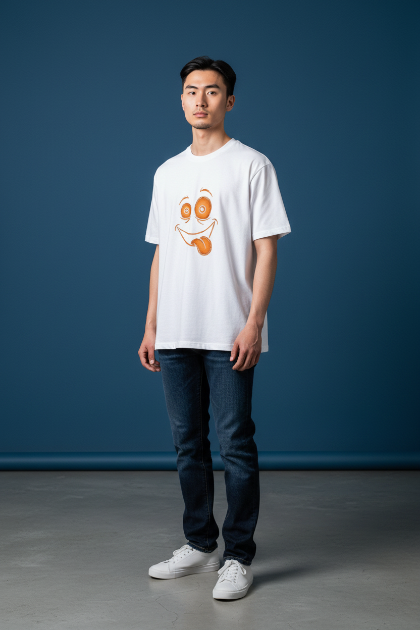 A&G| Custom Smiley Design| Premium  Oversized T-Shirt| Limited Edition