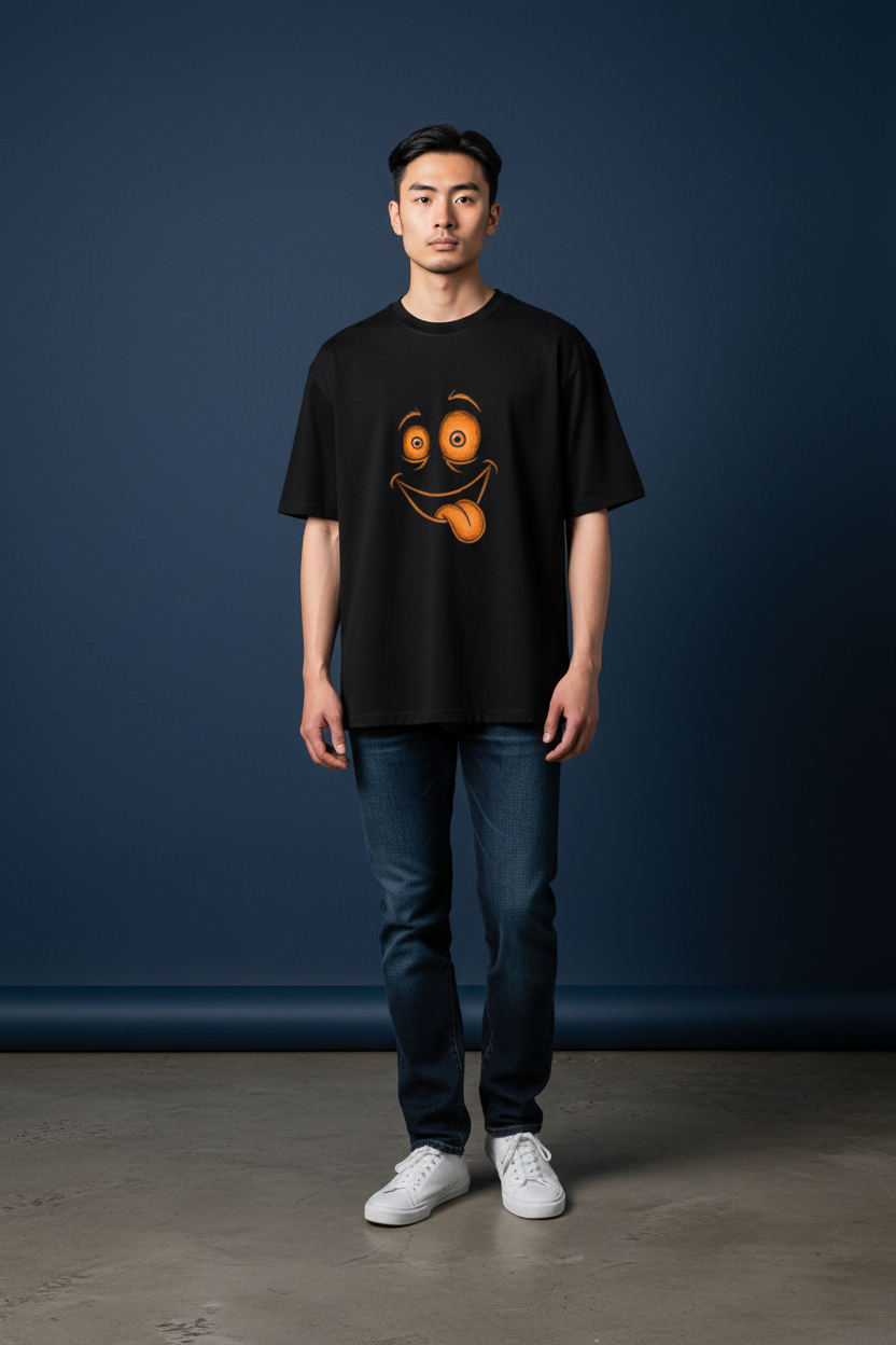 A&G| Custom Smiley Design| Premium  Oversized T-Shirt| Limited Edition