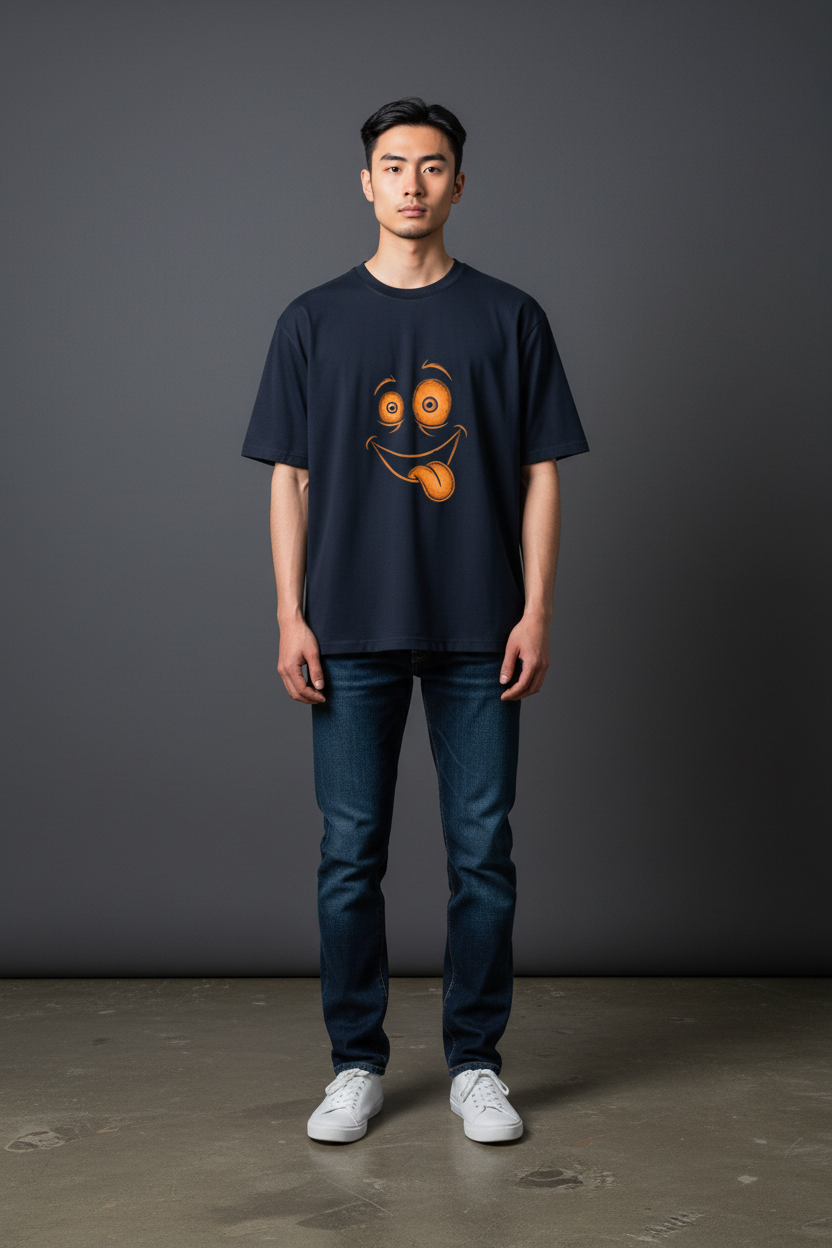 A&G| Custom Smiley Design| Premium  Oversized T-Shirt| Limited Edition