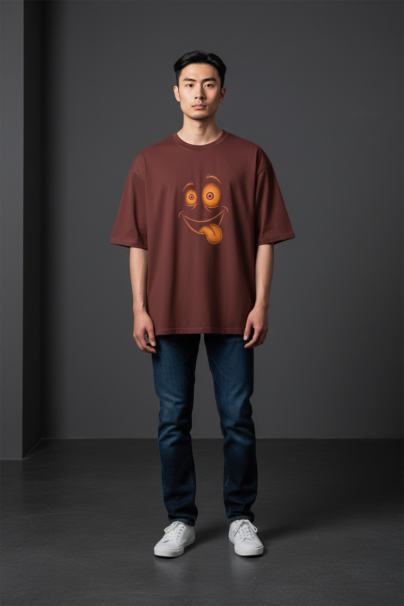 A&G| Custom Smiley Design| Premium  Oversized T-Shirt| Limited Edition