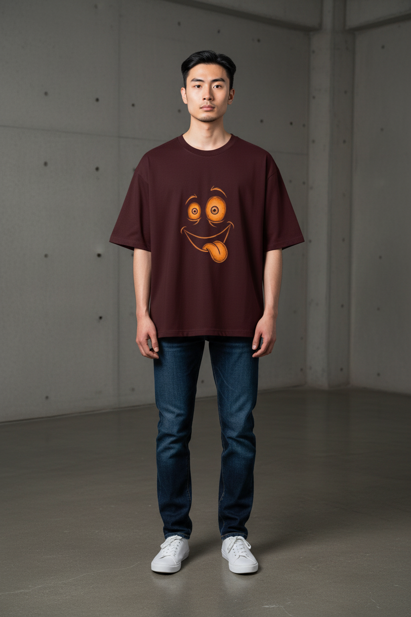 A&G| Custom Smiley Design| Premium  Oversized T-Shirt| Limited Edition