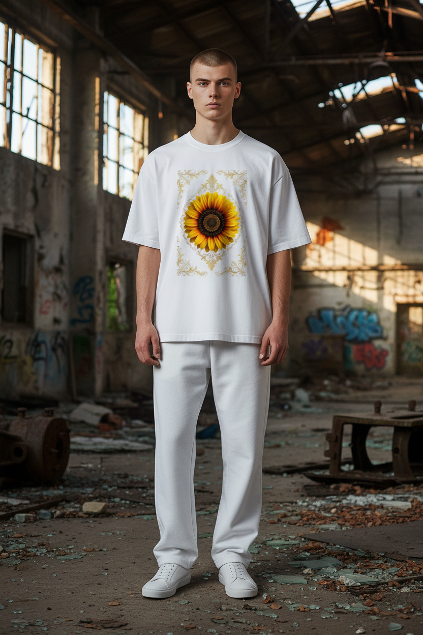 A&G| Custom Sunflower Design| Premium  Oversized T-Shirt| Limited Edition