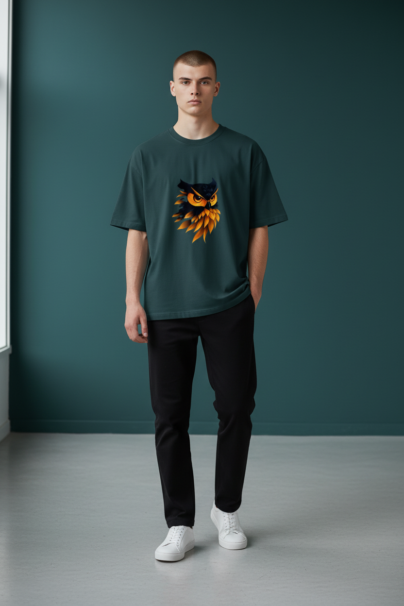 A&G| Custom Owl Design| Premium  Oversized T-Shirt| Limited Edition