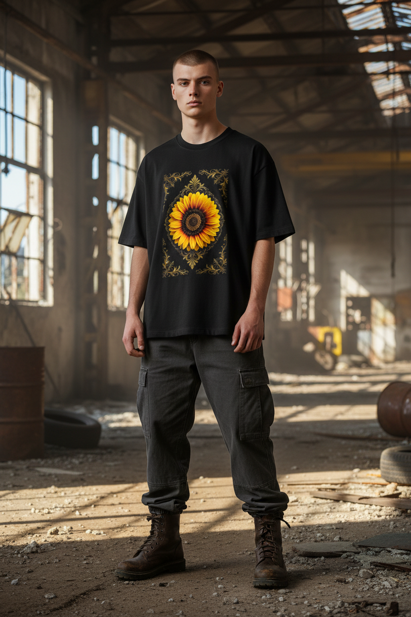 A&G| Custom Sunflower Design| Premium  Oversized T-Shirt| Limited Edition