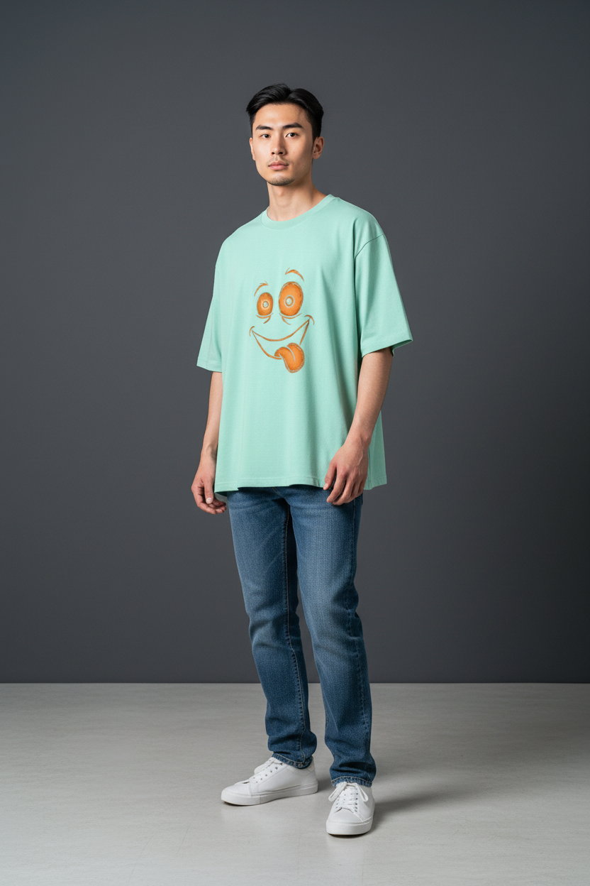 A&G| Custom Smiley Design| Premium  Oversized T-Shirt| Limited Edition