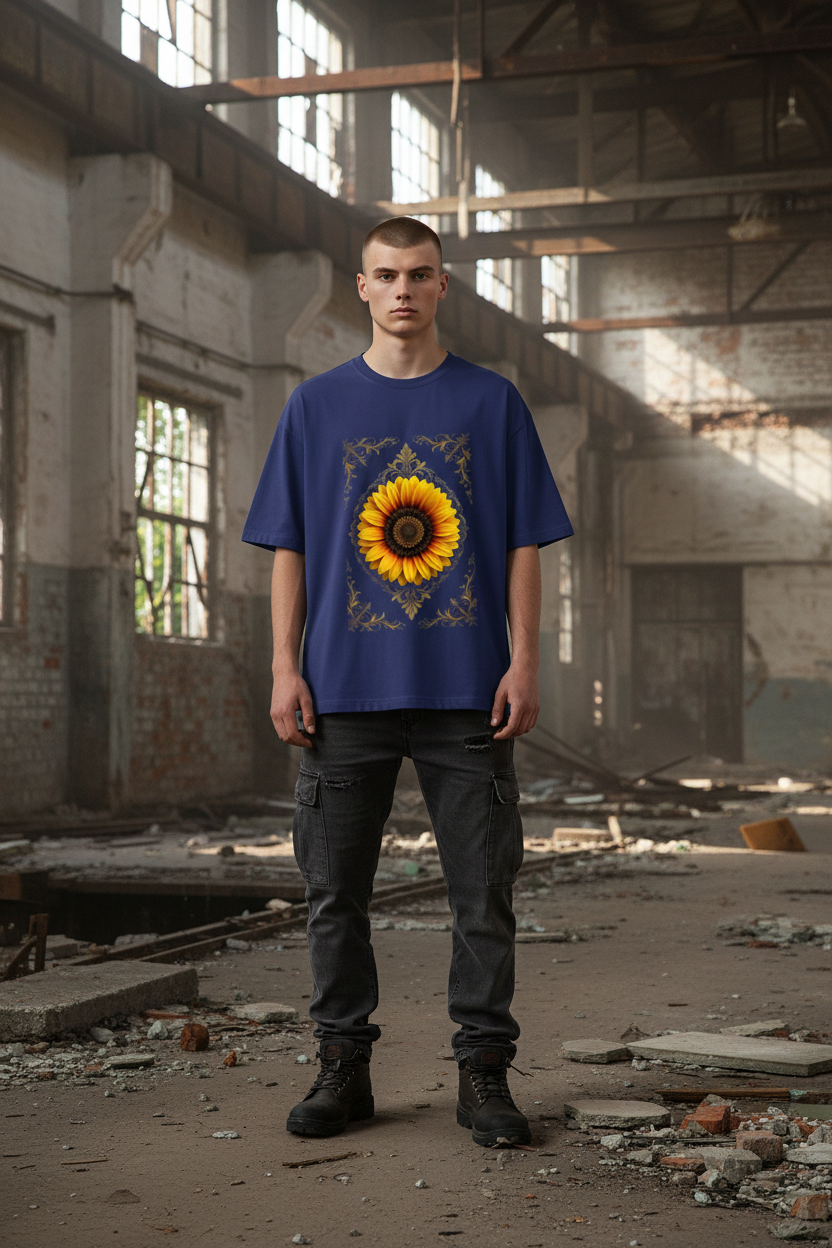 A&G| Custom Sunflower Design| Premium  Oversized T-Shirt| Limited Edition