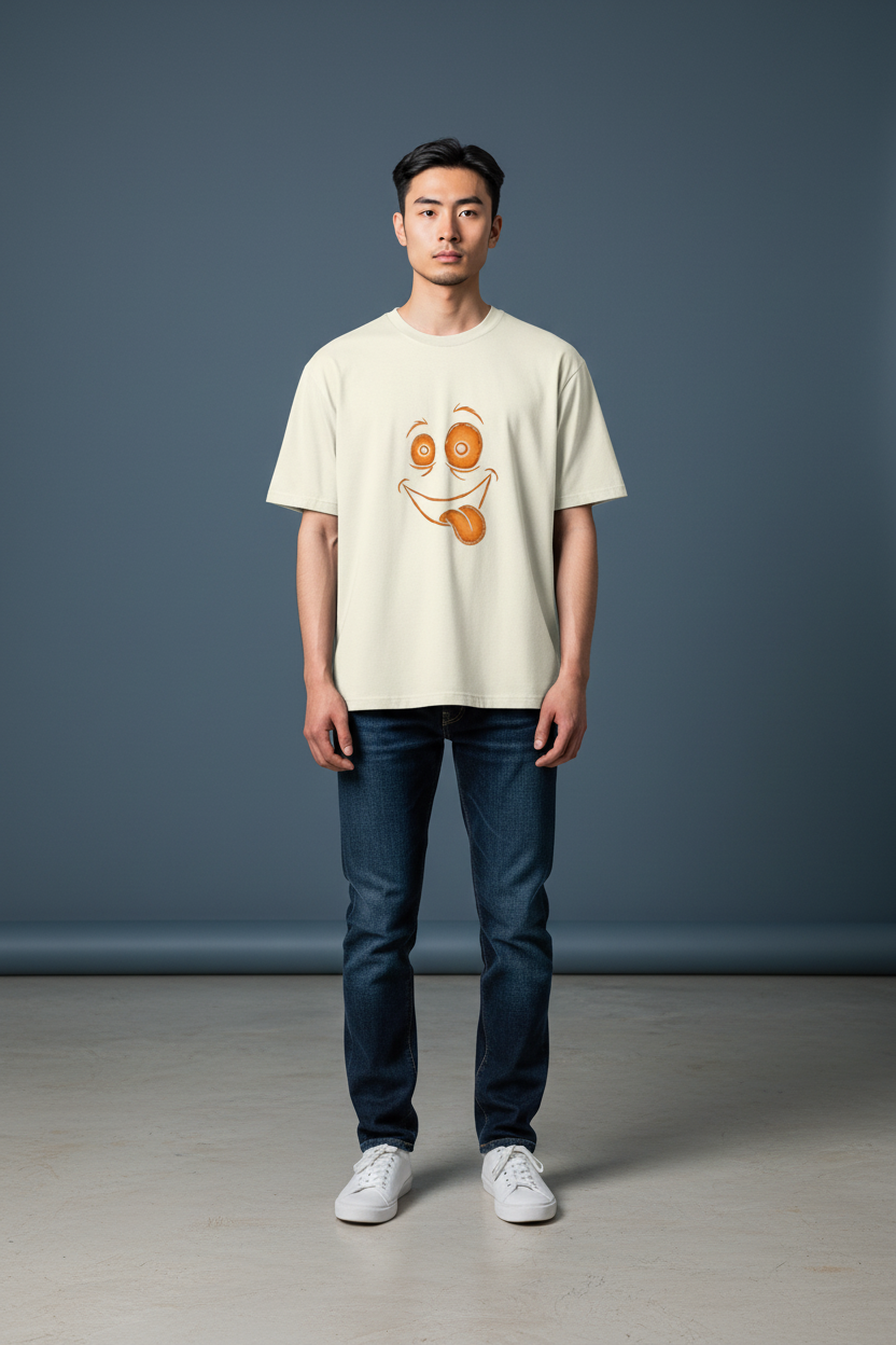 A&G| Custom Smiley Design| Premium  Oversized T-Shirt| Limited Edition