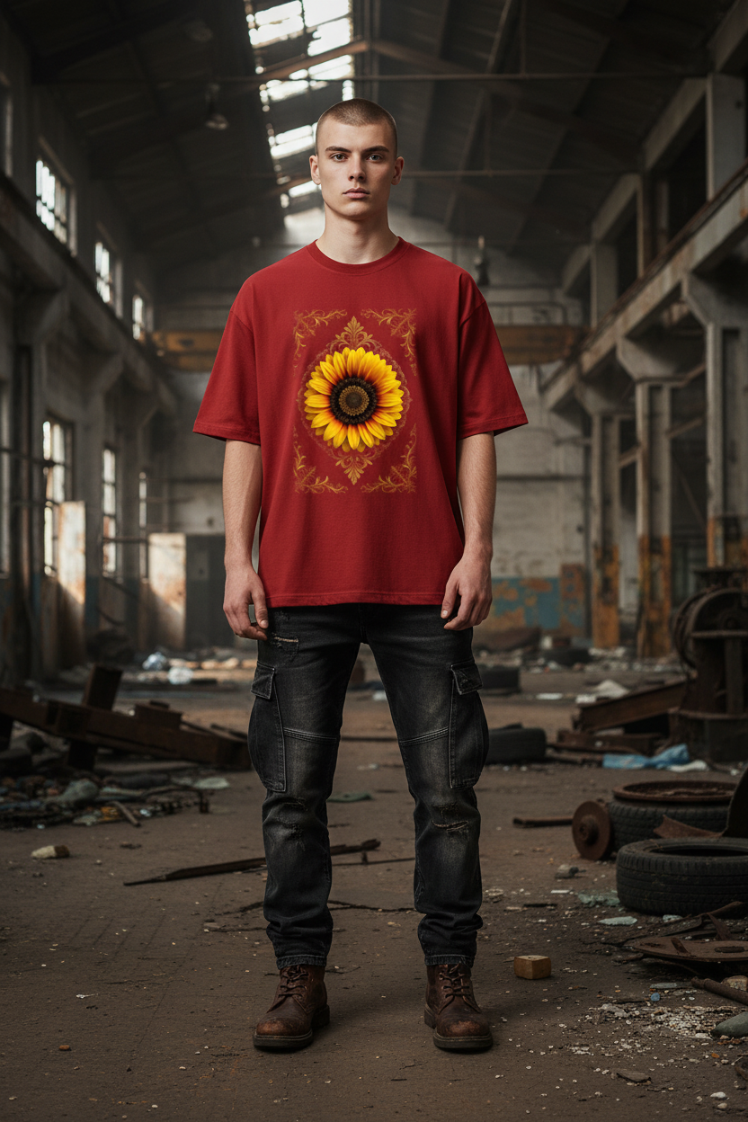 A&G| Custom Sunflower Design| Premium  Oversized T-Shirt| Limited Edition