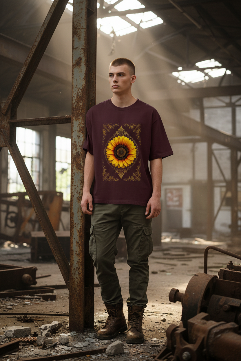 A&G| Custom Sunflower Design| Premium  Oversized T-Shirt| Limited Edition