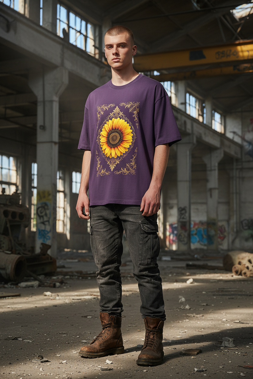 A&G| Custom Sunflower Design| Premium  Oversized T-Shirt| Limited Edition