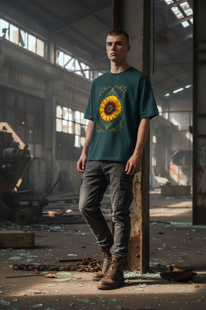A&G| Custom Sunflower Design| Premium  Oversized T-Shirt| Limited Edition