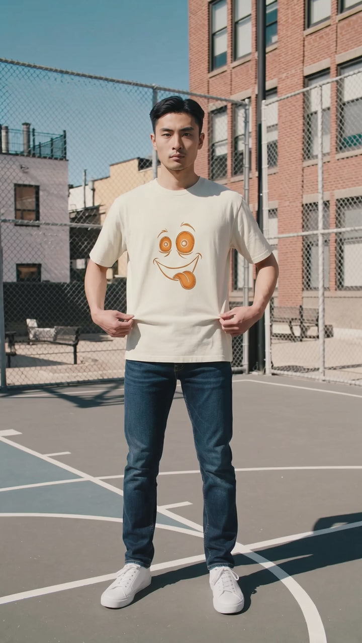 A&G| Custom Smiley Design| Premium  Oversized T-Shirt| Limited Edition